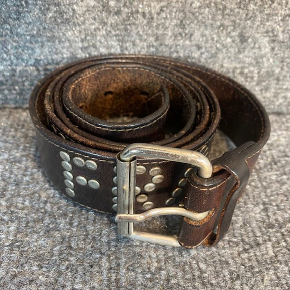 Frankie Morello Embellished Studded Women's Size Large Brown Leather Belt